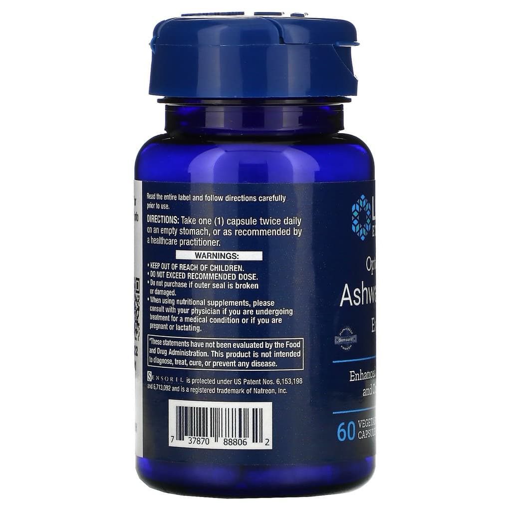 Life Extension, Optimized Ashwagandha, 60 Vegetarian Capsules โสมอินเดีย รูปที่ 2