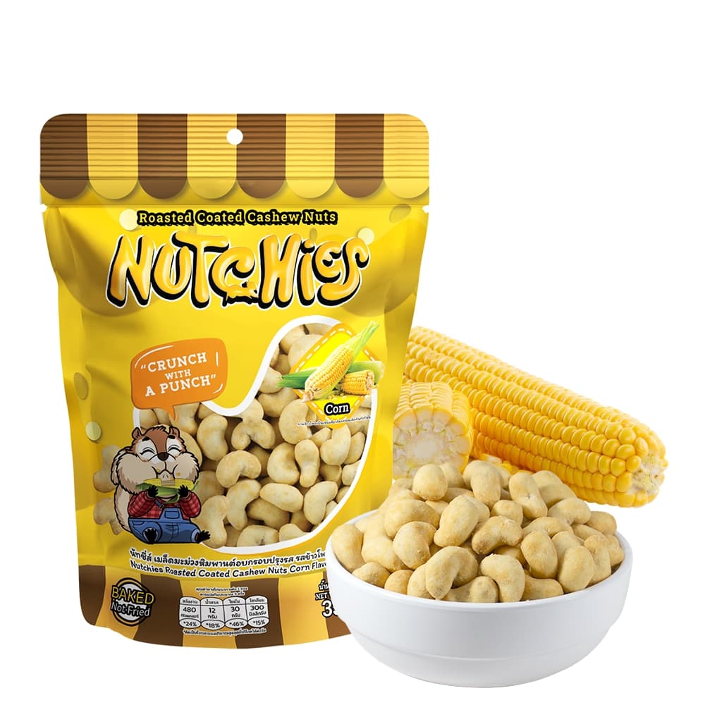 Nutchies เม็ดมะม่วงหิมพานต์ อบกรอบ Cashew Nuts Corn 35g. รูปที่ 5