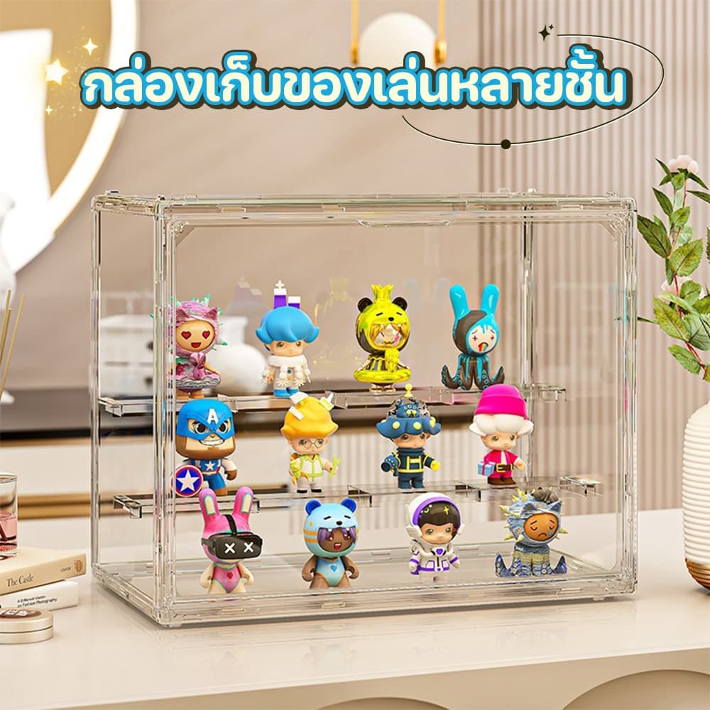 กล่องใส่โมเดล ตู้โชว์ตุ๊กตา ของสะสม กล่องใส มีหลายขนาด วางซ้อนได้ สําหรับหอพัก ห้องนั่งเล่น สํานักงาน ดีไซน์สวยงาม รูปที่ 2