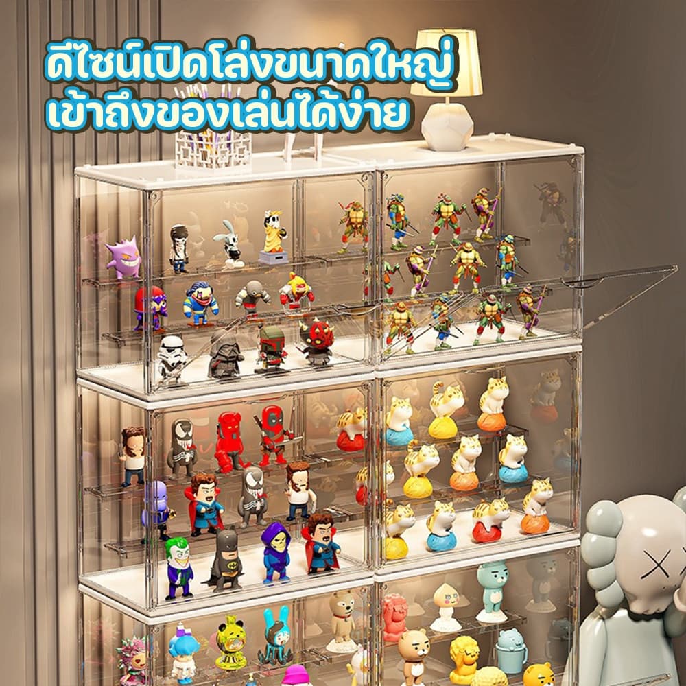 กล่องใส่โมเดล ตู้โชว์ตุ๊กตา ของสะสม กล่องใส มีหลายขนาด วางซ้อนได้ สําหรับหอพัก ห้องนั่งเล่น สํานักงาน ดีไซน์สวยงาม รูปที่ 7