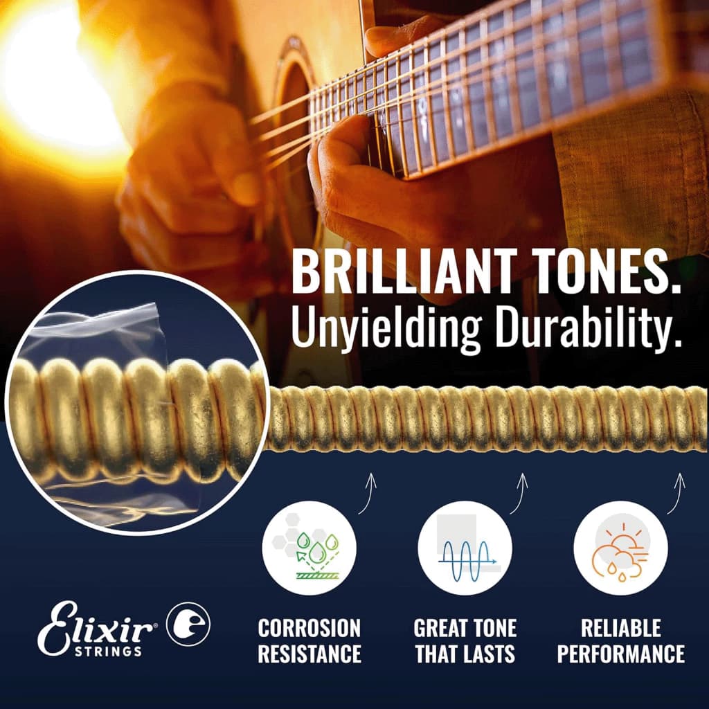 ELIXIR ซื้อ 1 แถม 1 16002 16027 11002สายกีตาร์ไม้ ป้องกันการเกิดออกซิเดชันฟิล์มเคลือบทนทานและป้องกันสนิมสายกีตาร์ไม้ รูปที่ 2