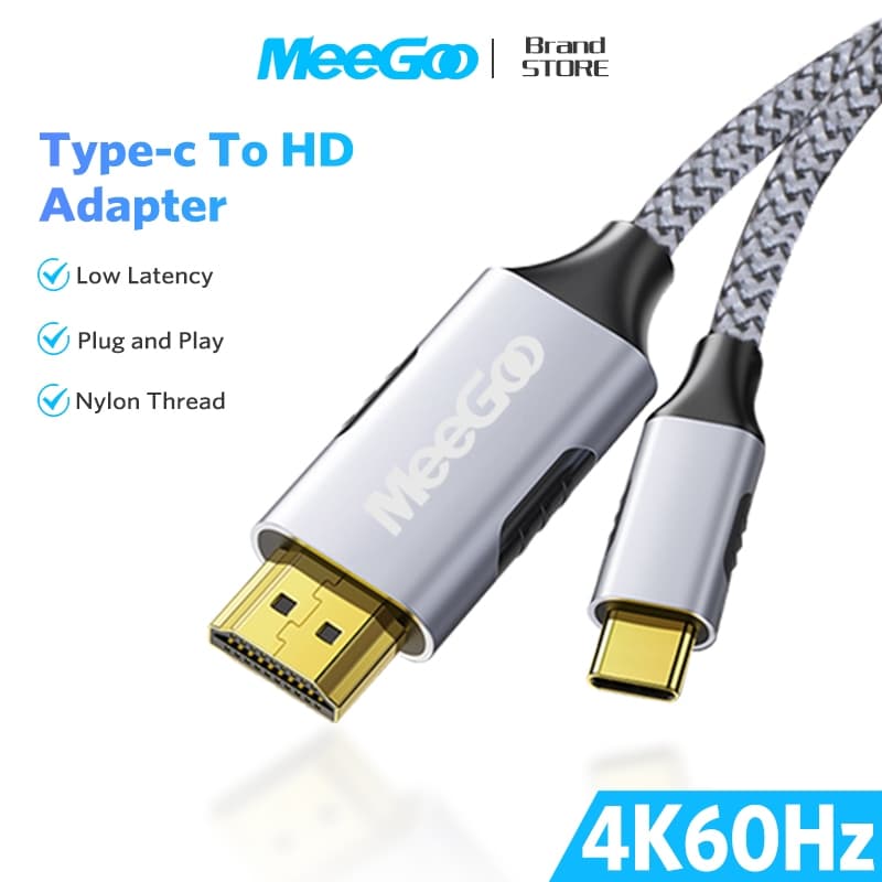 MEEGOO สายเคเบิลเชื่อมต่อ Type C to HDMI 4K 60Hz ความเร็วสูง สำหรับมือถือ แล็ปท็อป แท็บเล็ตพีซี รูปที่ 1