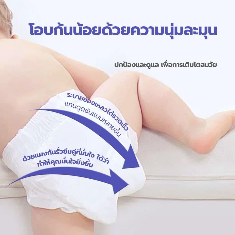 YUXi 50ชิ้นx2 แพมเพิสเด็ก Size NB-3XL นุ่ม บางเบา ใส่สบาย ผ้าอ้อม มีโลเทปม้วนทิ้ง รูปที่ 2