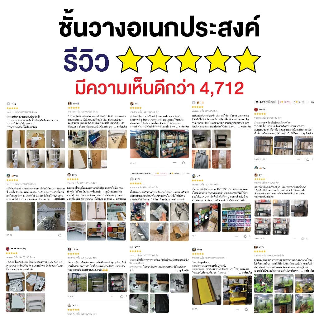 ESShelf ชั้นวางของ 3/4/5ชั้น สูง100/150/180cm ขาว ดำ แข็งแรง Warehouse Supermarket kitchen shelf รูปที่ 8