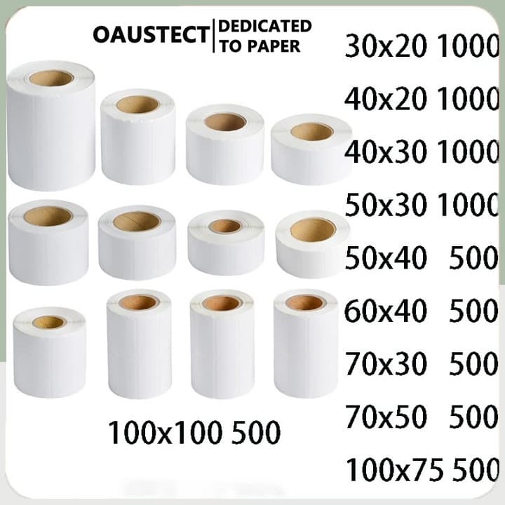 กระดาษความร้อน ฉลากความร้อน กระดาษห่อ 100x75/60x40/40x30/50x40/30x20mm ป้ายผลิตภัณฑ์ รูปที่ 1
