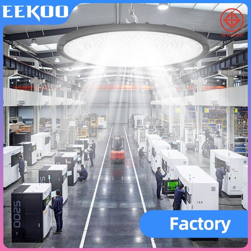 EEKOO โคมไฟไฮเบย์ โคมไฟโรงงาน 100W 150W 200W ใช้ในโกดัง ลานจอดรถ ในบริษัท สนามกีฬาและพื้นกลางแจ รูปที่ 8