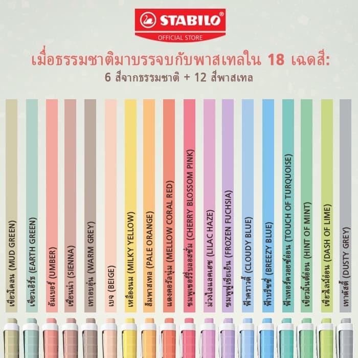 STABILO Swing Cool NatureColors ปากกาไฮไลต์ ปากกาเน้นข้อความ ชุด 18 สี รูปที่ 9