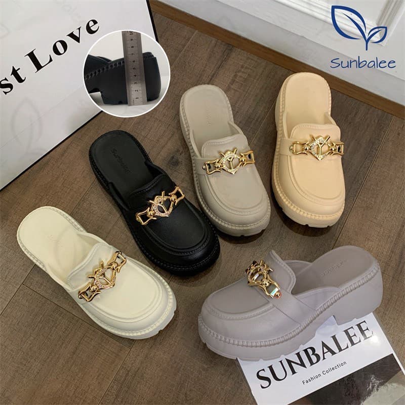 SHO-SUNX88รองเท้าพื้นนิ่ม สไตล์เกาหลีน้ำหนักเบา รองเท้าแฟชั่น รองเท้าเสริมส้น สูง 7 cm. ส้นสูง วัสดุยาง สีพื้นน่ารัก รูปที่ 5