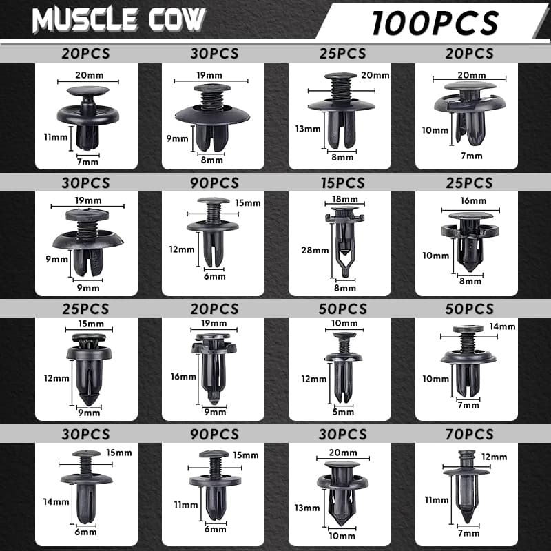 Muscle Cow 620pcs หมุดกิ๊บล็อค หมุดกิ๊บล็อคกันชน ชิ้นรถยนต์ คลิปผสมรถ หมุดพลาสติกรถยนต์ หมุดพลาสติก กิ๊บล็อคพลาสติกรถยนต รูปที่ 8
