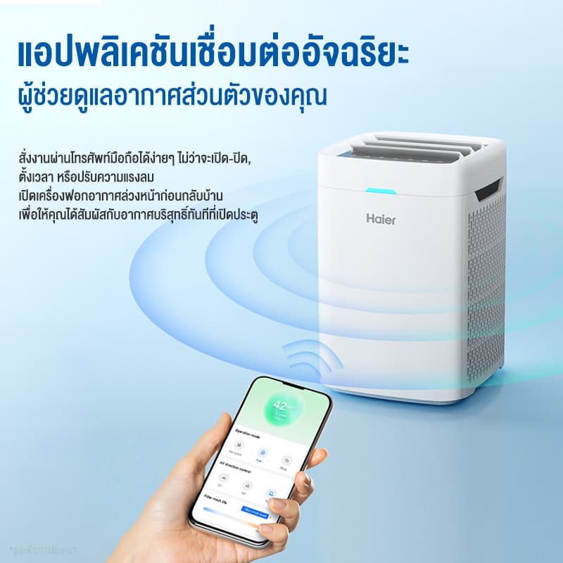 Haier Smart Air Purifier เครื่องฟอกอากาศ ไม่ต้องเปลี่ยนไส้กรอง กรอง PM2.5 ฝุ่น 0.3 ไมครอน ควบคุมผ่านแอป รุ่น KJ240D-SXU1 รูปที่ 6
