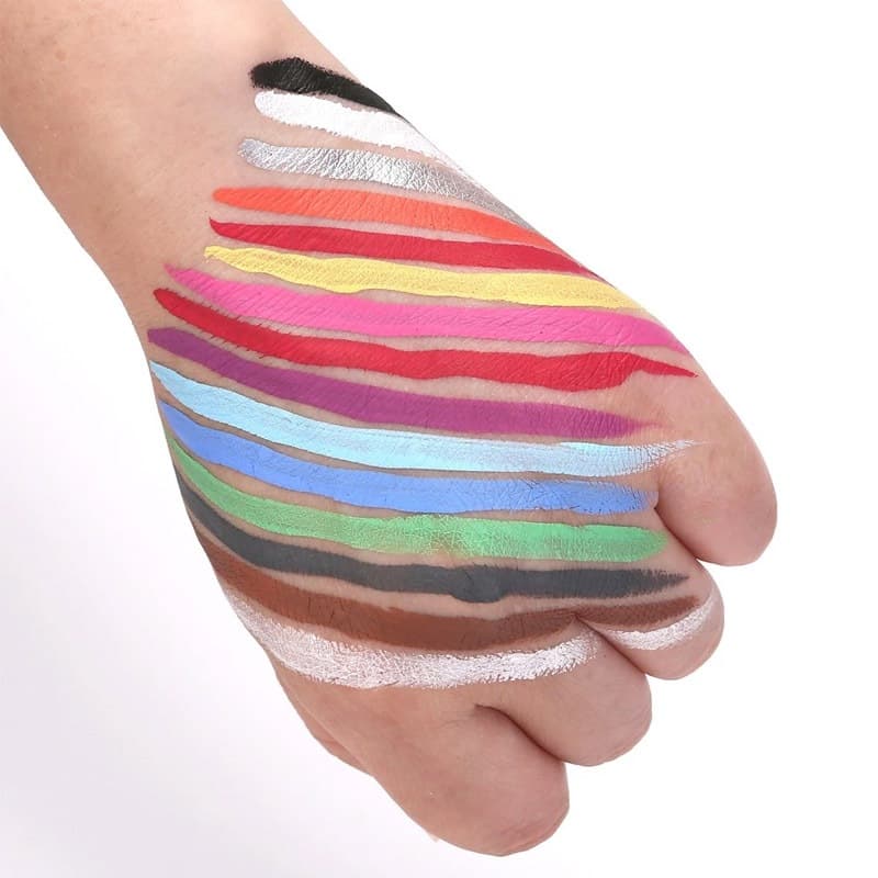 สีเพ้นท์หน้า สีทาหน้าและร่างกาย สีสันสดใส สีทาหน้า มี12สี สีทาตัวเรืองแสง ล้างเครื่องสำอางออกง่าย รูปที่ 7