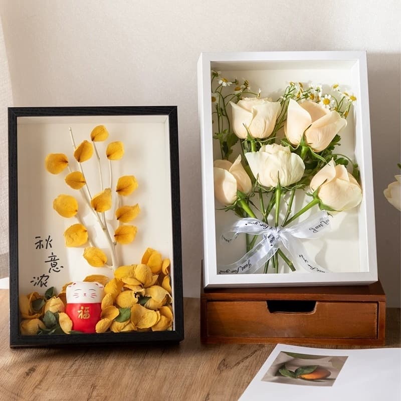 สำหรับตกแต่งบ้าน กรอบรูปดอกไม้แห้งแบบโปร่งขนาด 3 ซม. รูปที่ 4