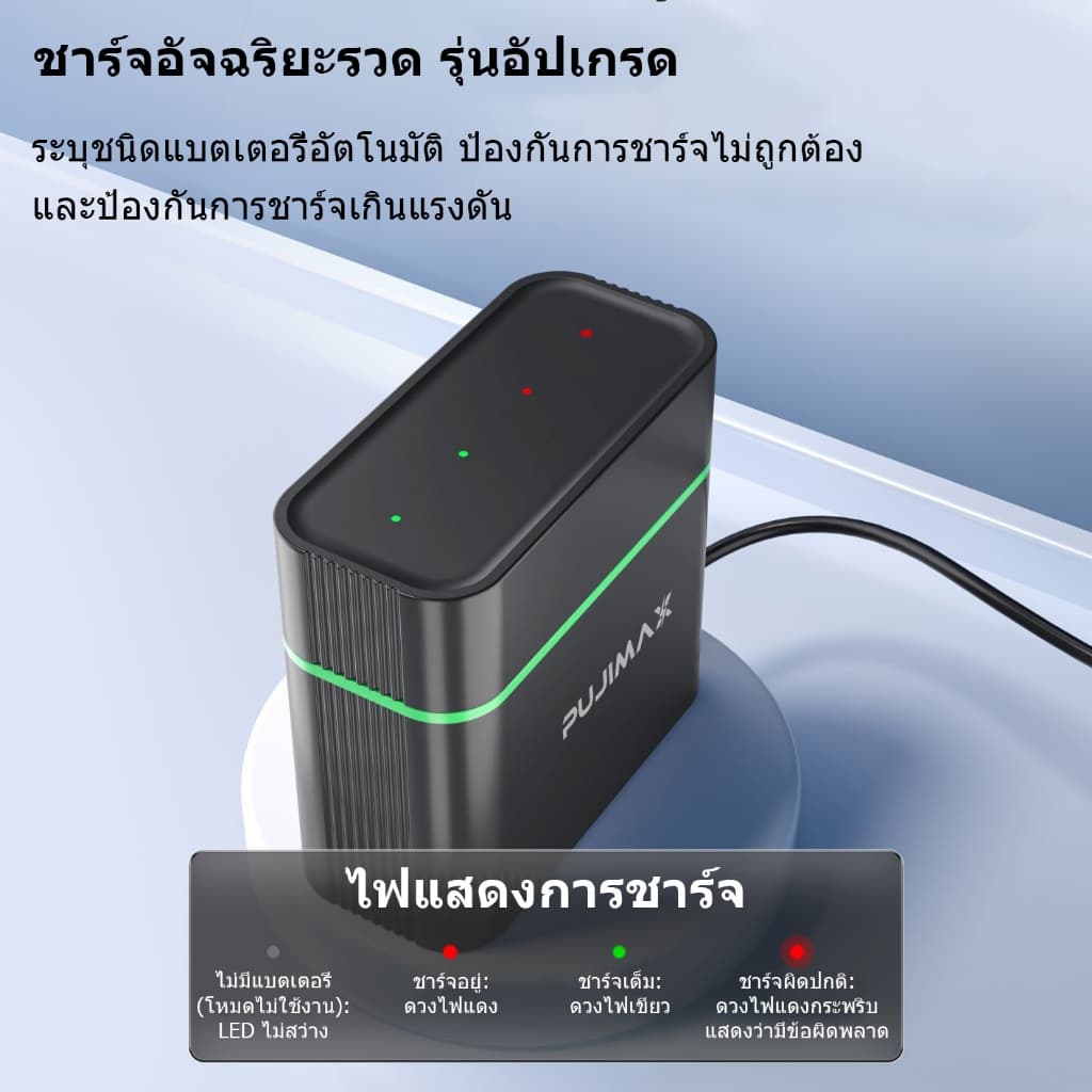 PUJIMAX เครื่องชาร์จถ่าน 4ช่อง รองรับ 1.5V AA ถ่านชาร์จ Li-ion เช่น4255mWh สำหรับรถบังคับ รีโมททีวี รูปที่ 3
