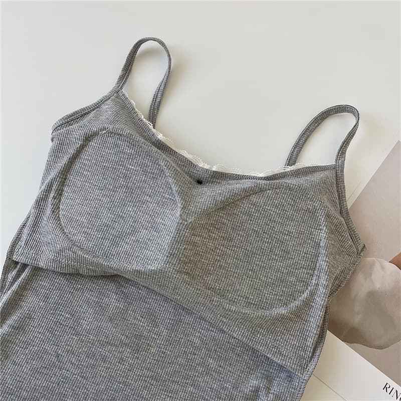 ฤดูร้อนเลดี้ Halter เสื้อกั๊กสไตล์เกาหลีอารมณ์สบาย ๆ บางพอดีผ้าฝ้ายสั้นด้านบนกับแผ่นหน้าอก รูปที่ 7