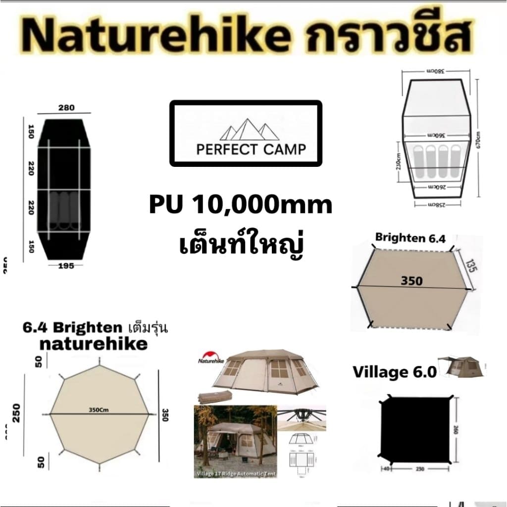 Naturehike กราวชีท รองพื้นเต็นท์ เต็นท์ใหญ่ รูปที่ 1