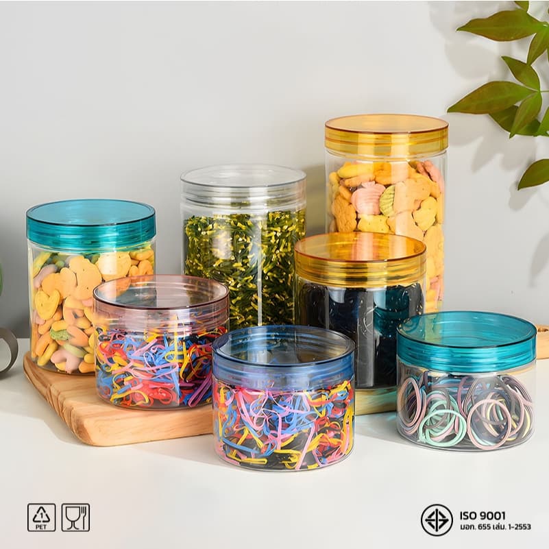 10ชิ้น เซ็ตกระปุก ทรงกลม ขนาด 80mm ความจุ 200–1000ml Free แผ่นโฟม วัสดุ Food Grade ใส่หนังยางรัดผม Jar PET HC80 รูปที่ 5