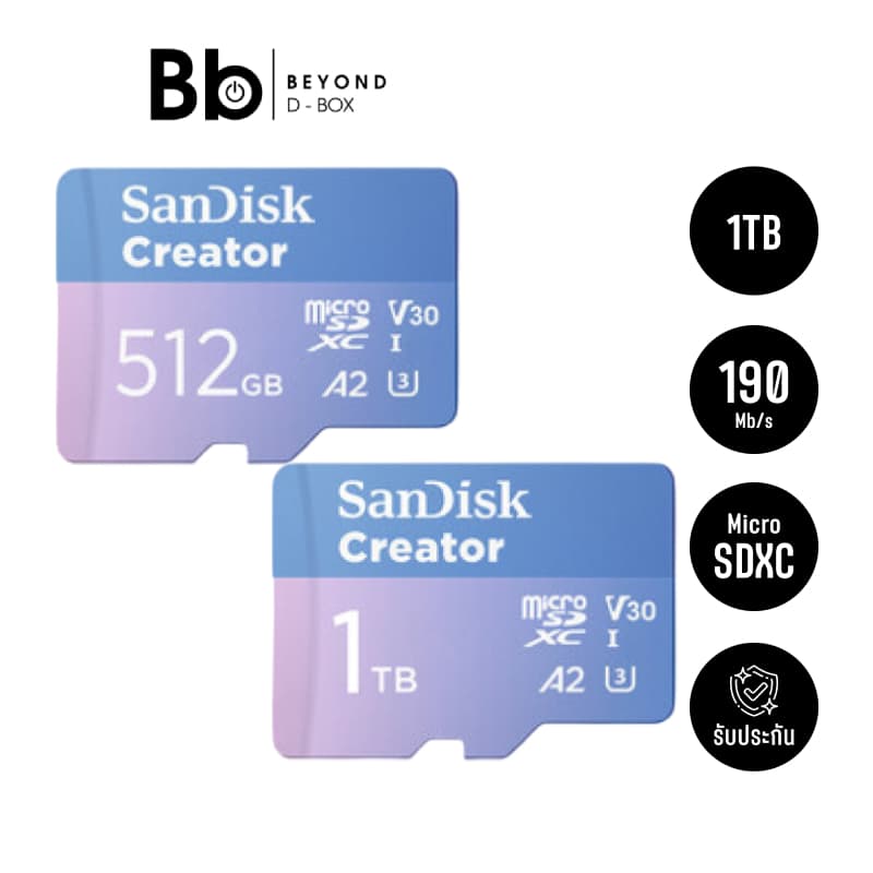 เมมโมรี่การ์ด SanDisk Micro SDXC Creator Series 512GB-1TB by BB Beyond D-Box รูปที่ 1