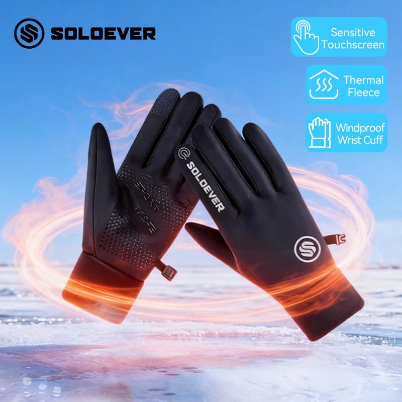 SOLOEVERถุงมือมอเตอร์ไซค์ กันลม กันน้ำ ถุงมือขี่บิ๊กไบค์ กันลื่นสุดๆ ใส่ใช้งานหน้าจอสัมผัสได้ กันหนาว ถนอมมือ รูปที่ 1