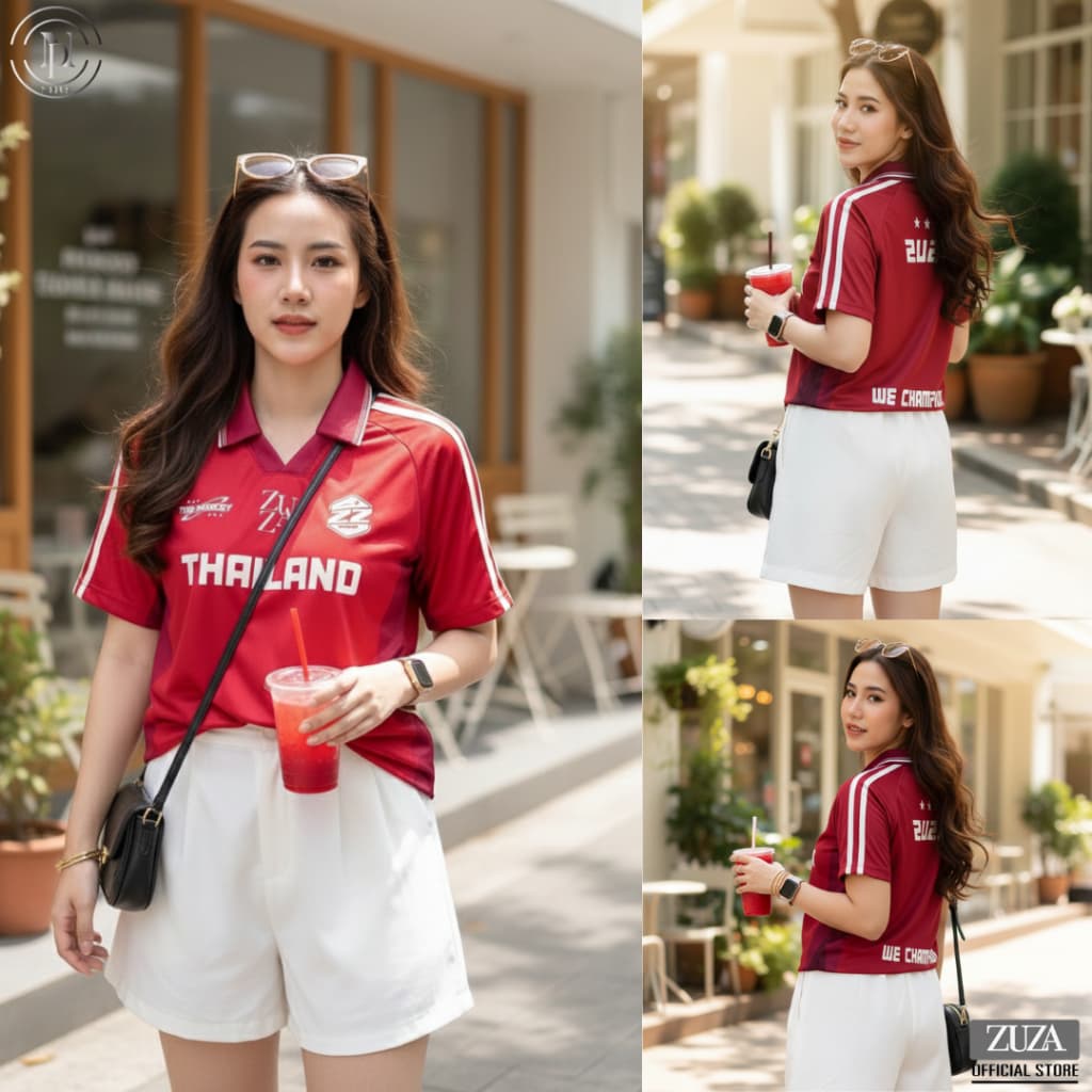 ZUZA - Jersey Thailand Collection เสื้อโปโลคอปก แขนสั้น " ทีมไทยแลนด์ " ทรงโอเวอร์ไซส์ เนื้อผ้าไมโครฯ สวมใส่สบาย รูปที่ 4