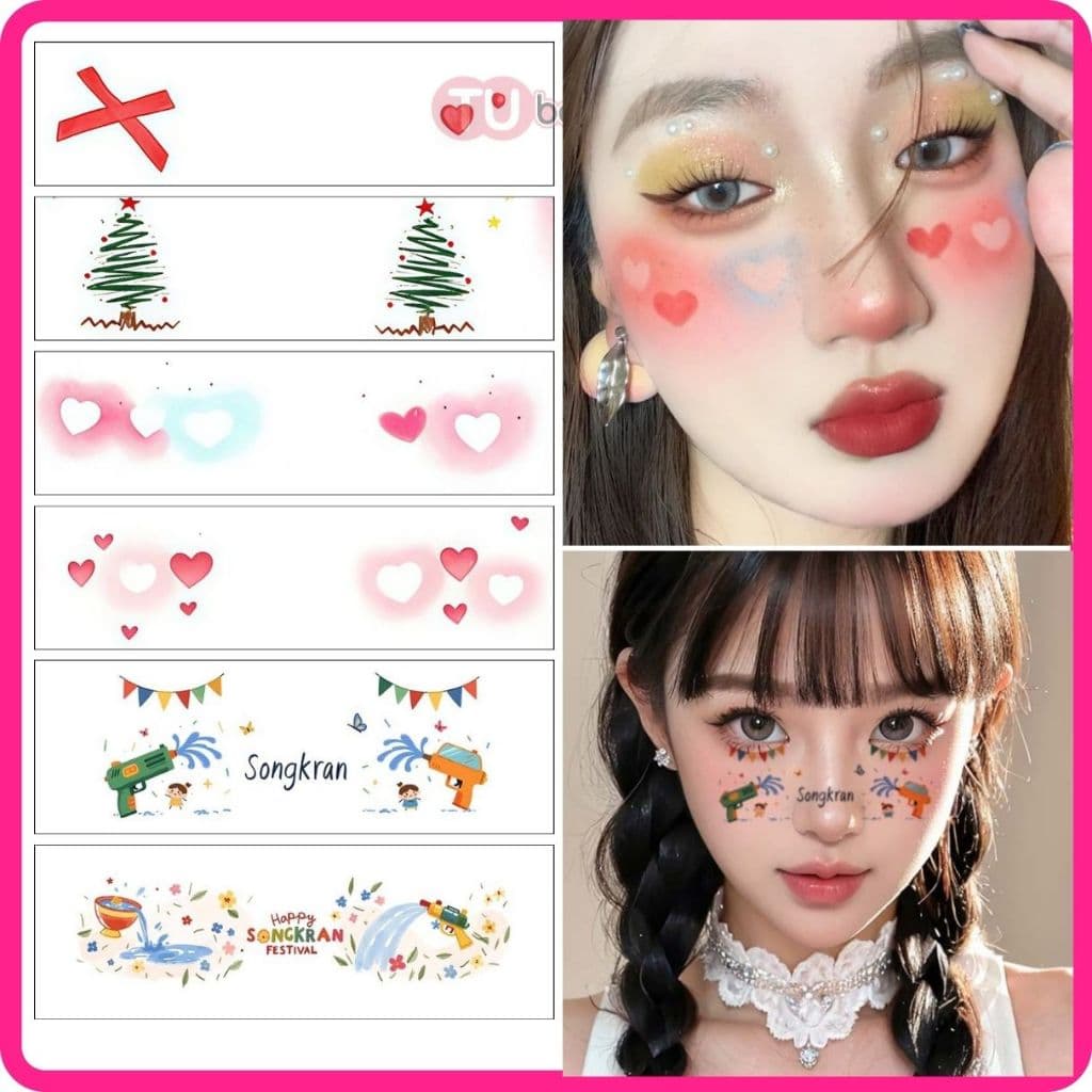 แทททูติดหน้า ลายการ์ตูน หัวใจ SD รูปที่ 1