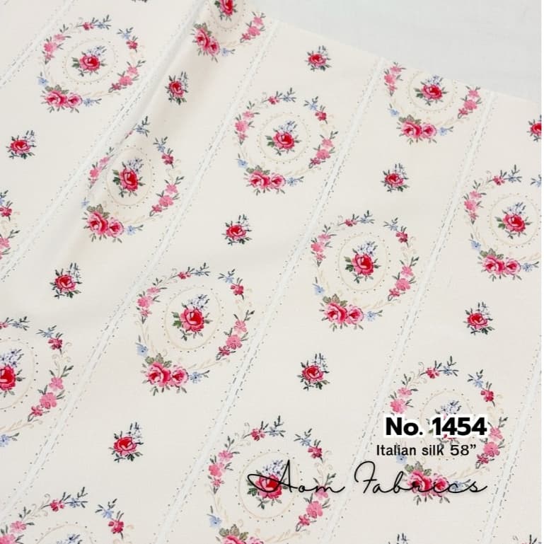 Aom Fabrics ผ้าไหมอิตาลี่เกรดA No.1450-1455 120 แกรม หน้ากว้าง 58 นิ้ว เนื้อนุ่มลื่น ไม่บาง ลายสวยมากก รูปที่ 9