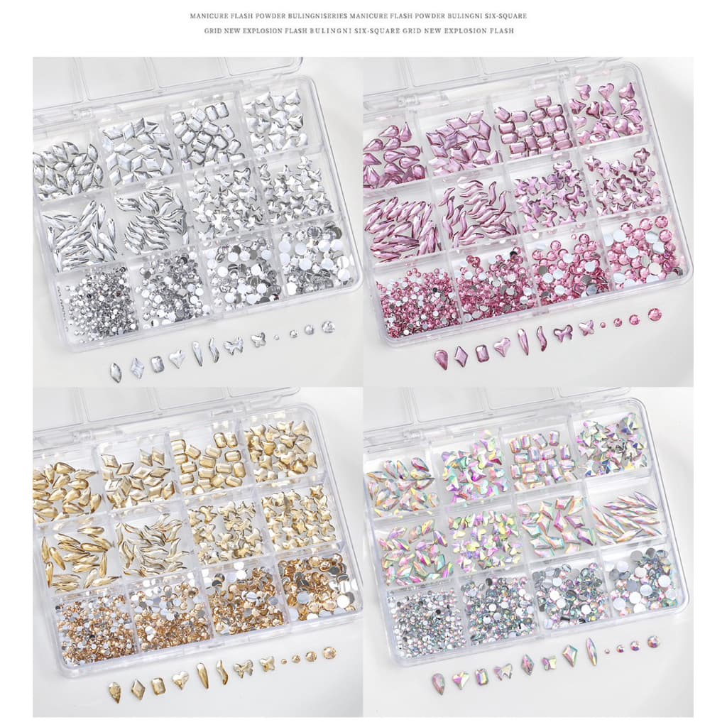เพชรก้นแบน สำหรับแต่งเล็บ 1กล่องมี12ช่อง รูปที่ 5