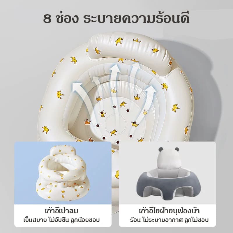 เก้าอี้หัดนั่ง เบาะนั่งเด็ก เก้าอี้นั่งกินข้าวเด็ก นั่งสบาย ปลอดภัย ปลอดภัยป้องกันตก เบาะหัดนั่งเป่าลม รูปที่ 3