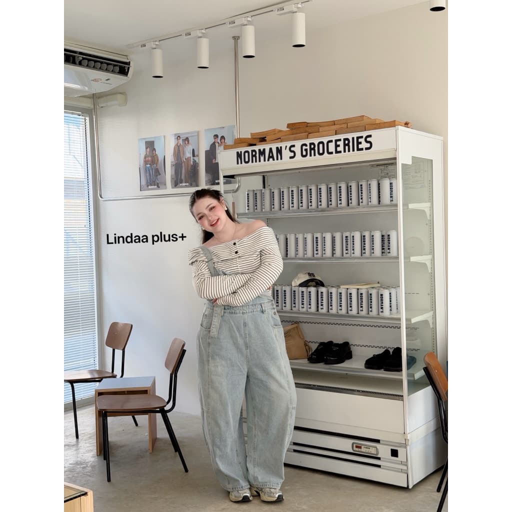 LindaaPlus-- เอี้ยมยีนส์ทรงเบสิค มินิมอลสุดๆ กางเกงเป็นทรงขากระบอกใหญ่พิเศษ buggy jeans รูปที่ 6