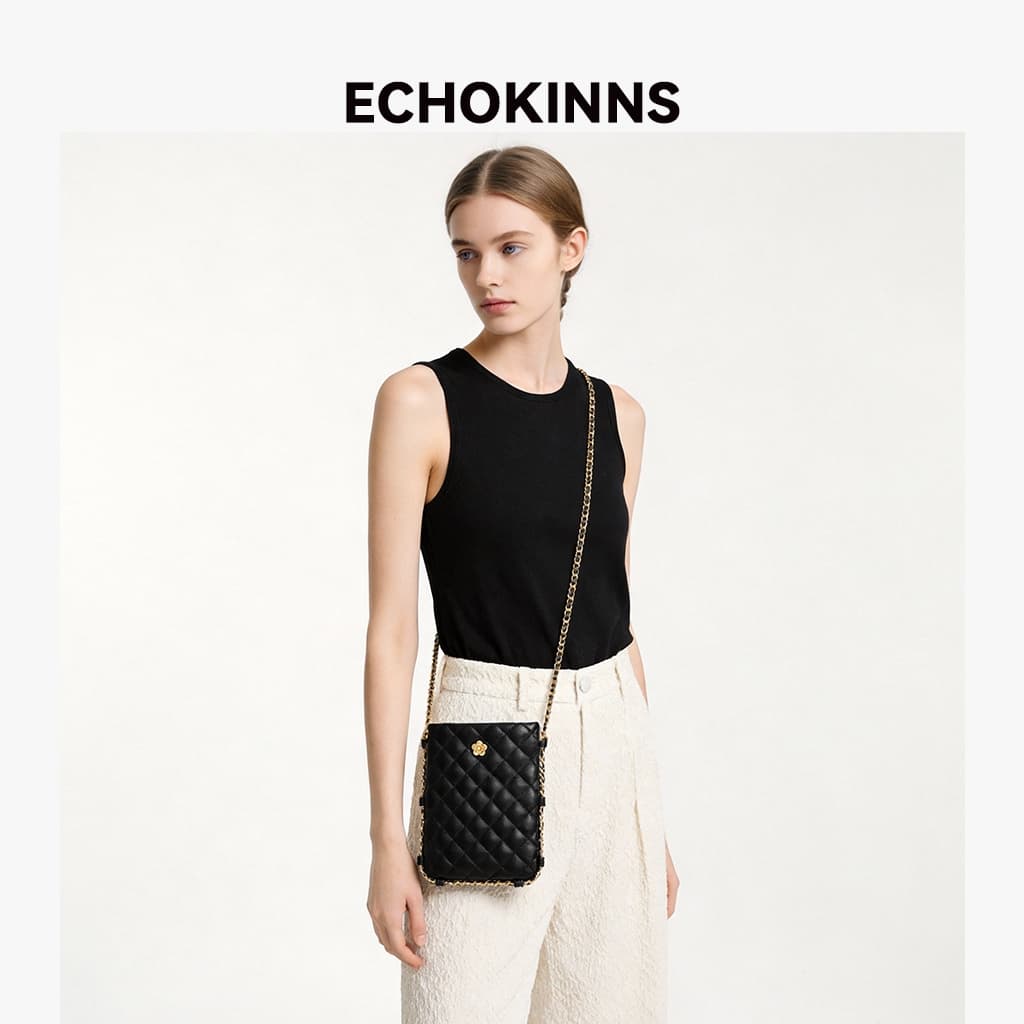 EchoKinns กระเป๋าสะพายข้างผู้หญิง สไตล์เกาหลี พร้อมโซ่ กระเป๋าใส่โทรศัพท์ แฟชั่น กระเป๋าสะพายไหล่ รูปที่ 3