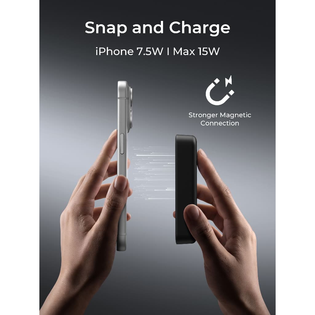 AUKEY PB-ML01 MagSafe Power Bank 10000mAh 20W ชาร์จไร้สาย มีขาตั้ง ติดแน่น iPhone 15/16/17 รูปที่ 3