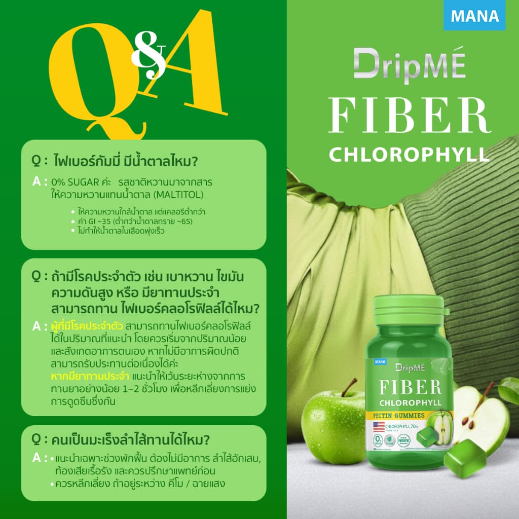 MANA DripME' Fiber Chlorophyll Gummies กัมมี่ไฟเบอร์คลอโรฟิลล์เข้มข้น รูปที่ 9