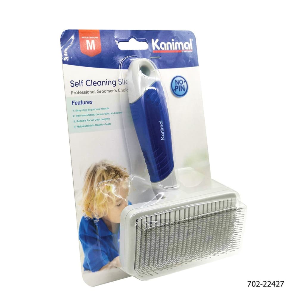 Kanimal Self-Cleaning Slicker Brush Size M 17.5x10.8x6.5 หวีสางขนกึ่งอัตโนมัติ แปรงหวีขนสุนัข แปรงแมว รูปที่ 8