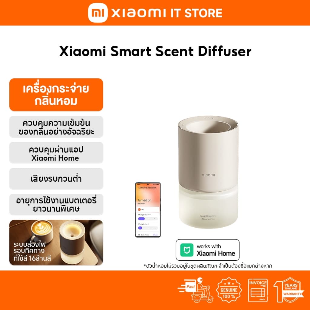 Xiaomi Smart Scent Diffuser โคมไฟอโรม่า | ไฟบรรยากาศที่สามารถแสดงสีได้ถึง 16ล้านสี | เพิ่มความเข้มเมื่อมีการตรวจจับบุคคล รูปที่ 1