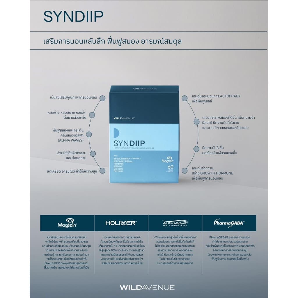 Wild Avenue SYNDIIP วิตามินเพื่อส่งเสริมคุณภาพการนอนหลับ Smart Sleep starts with SYNDIIP รูปที่ 5