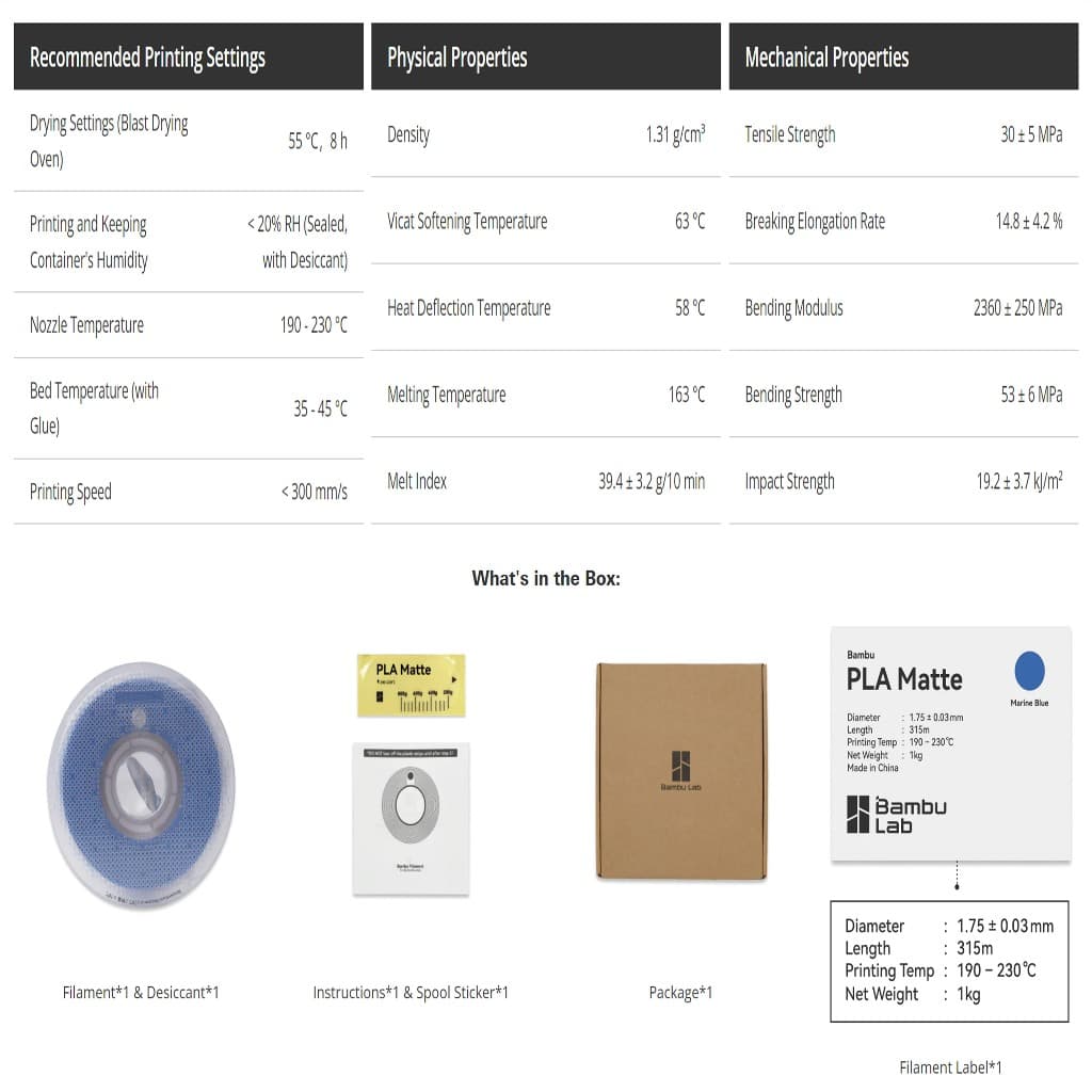 Bambu Lab With Spool PLA Matte ด้าน มีความเหนียวสูง ลอกออกง่าย ความเร็วสูงและพิมพ์ง่าย RFID รูปที่ 5