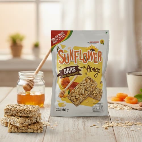 เมล็ดทานตะวันแผ่นผสมน้ำผึ้ง 50 กรัม Suflower kernels bar with honey 50 g. Flowerfood รูปที่ 5