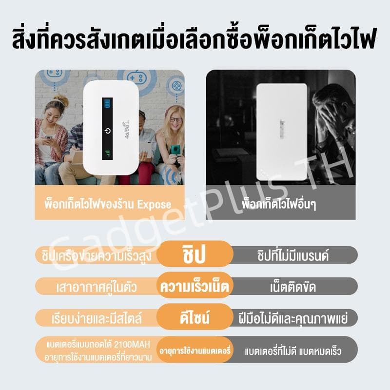 Pocket WiFi 4G/5G ไวไฟพกพา ใส่ซิม รองรับทุกซิม โมบายไวไฟ Router SIM เราเตอร์ใส่ซิม พ็อกเก็ตไวไฟ COD รูปที่ 6