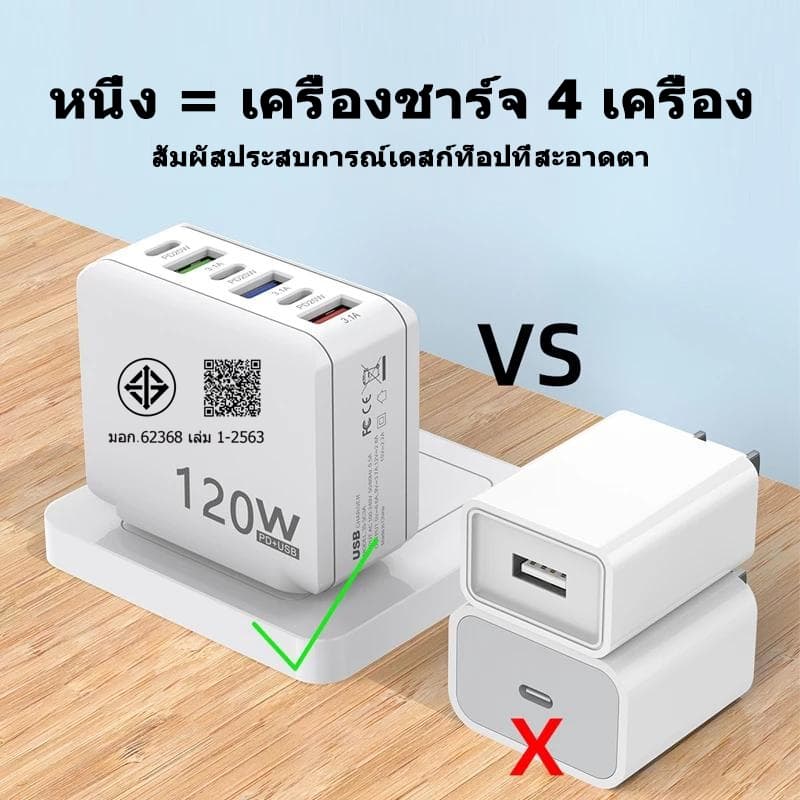 อะแดปเตอร์ชาร์จเร็ว 120W PD USB QC3.0 3.1A USB Type C charge สําหรับโทรศัพท์มือถือ รูปที่ 3