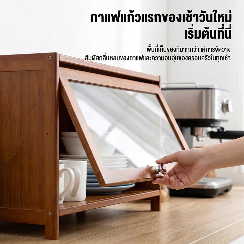 ตู้ครัว ตู้เก็บของจาน ตู้เก็บจานแบบดึงออกได้ ป้องกันฝุ่นและแมลง ดีไซน์เรียบง่าย รับน้ำหนักได้มาก รูปที่ 3