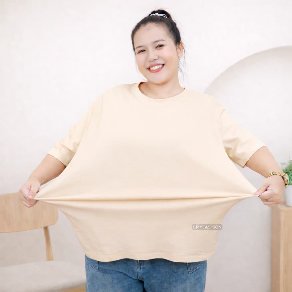 เสื้อยืด ทรงโอเวอร์ไซส์ เสื้อคอกลม แขนสั้น สีพื้น ผ้าคอตตอนผสม เนื้อผ้านิ่ม ระบายอากาศได้ดี ทรงสวย แมทช์ง่าย tb835# รูปที่ 8