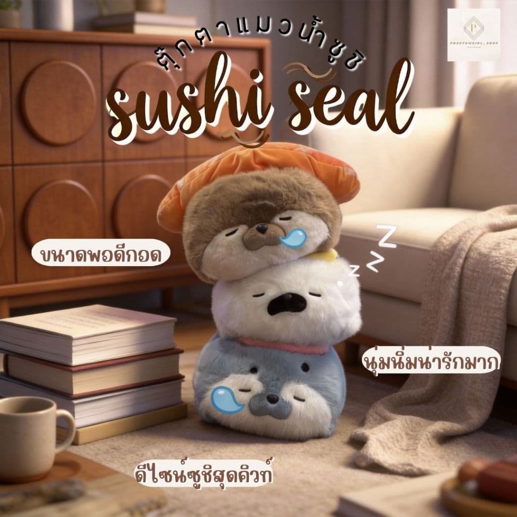 ของขวัญวาเลนไทน์ ตุ๊กตา ตุ๊กตาตัวใหญ่ ตุ๊กตาน่ารัก ดีไซน์แมวน้ำซูชิ นุ่มนิ่มสุดๆ กอดพอดีมือ ของขวัญแทนใจ รูปที่ 1