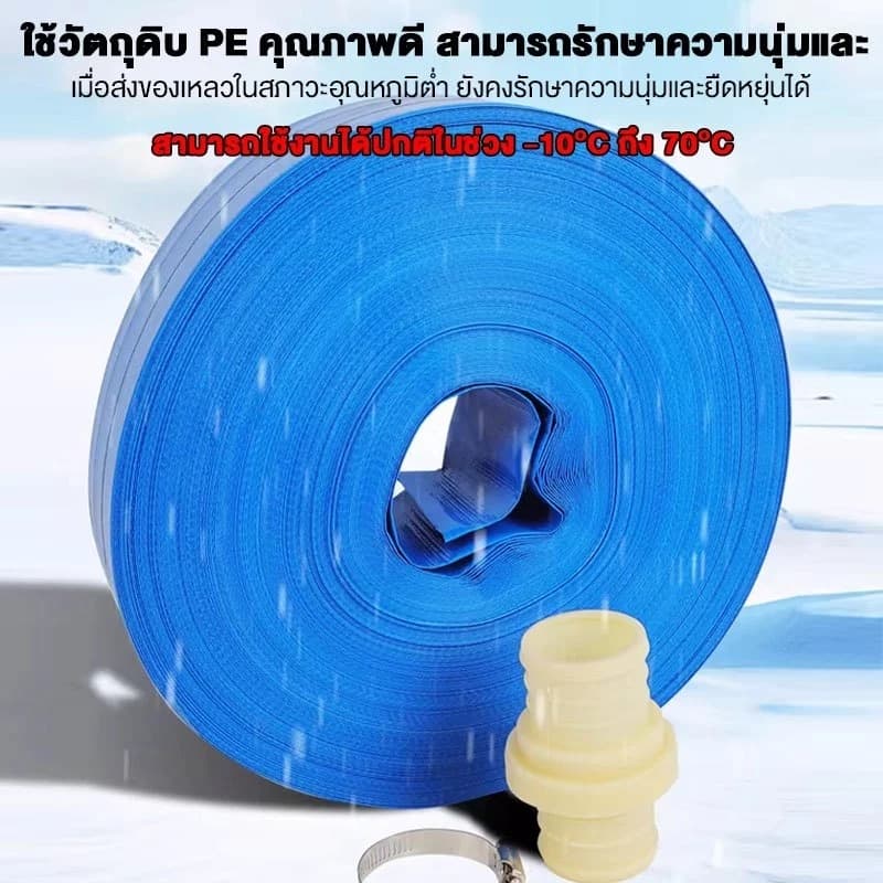 สายส่งน้ำ สายส่งน้ำสีฟ้า สายส่งน้ำPE เคลือบสองหน้า 2นิ้ว 3นิ้ว 4นิ้ว 10ม. 50ม.และ100ม. อุปกรณ์เกษตร รูปที่ 2