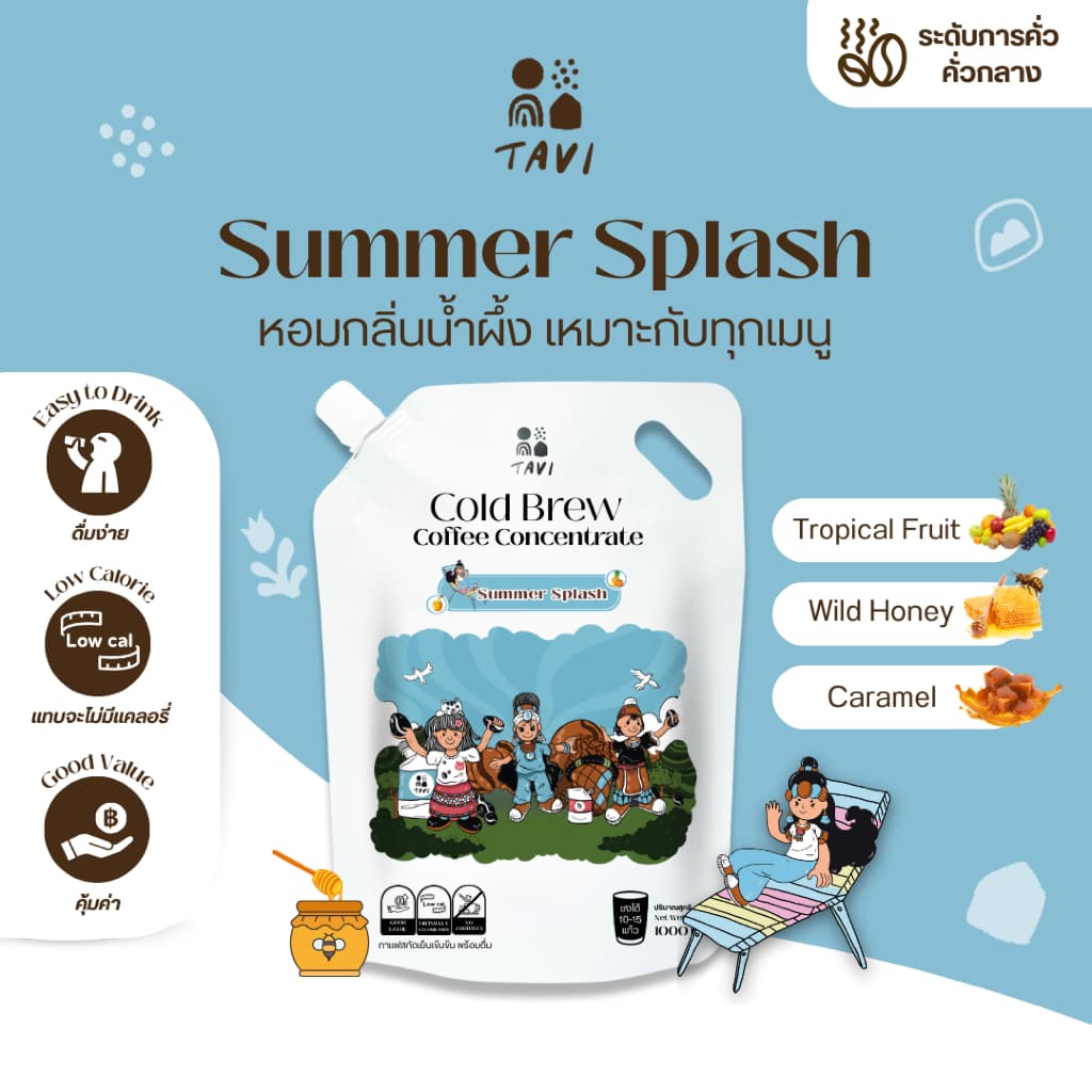 TAVI Cold Brew Concentrate Coffee กาแฟสกัดเย็นเข้มข้น Summer Splash คั่วกลาง ดอยช้าง รูปที่ 1
