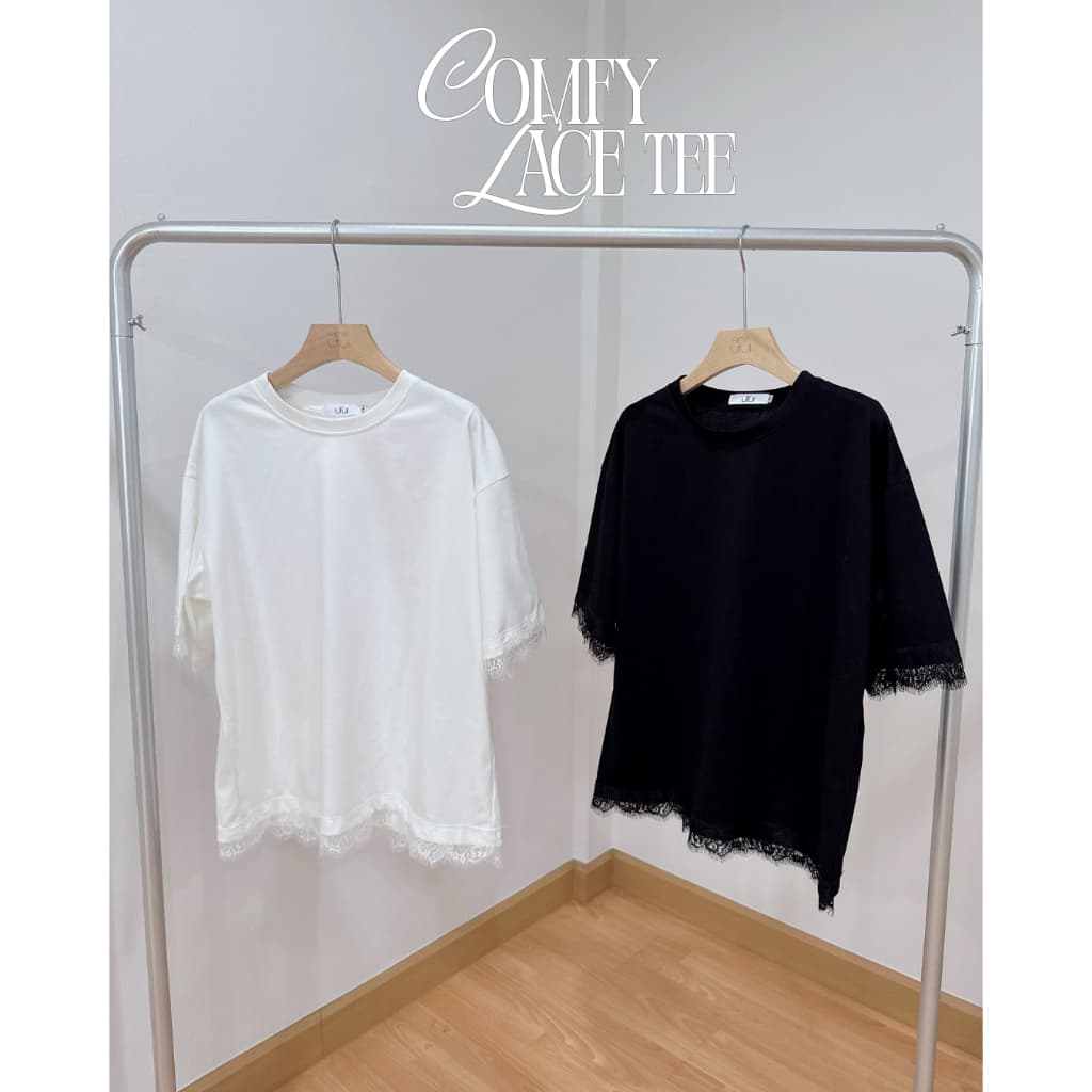 UIUI | COMFY LACE TEE เสื้อยืดลูกไม้โอเวอร์ไซส์ รูปที่ 7
