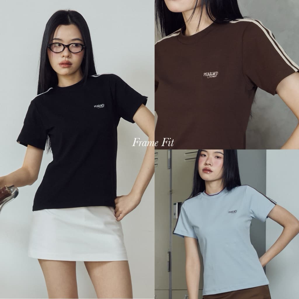 Frame Fitt เสื้อยืดคอกลม แถบข้าง
