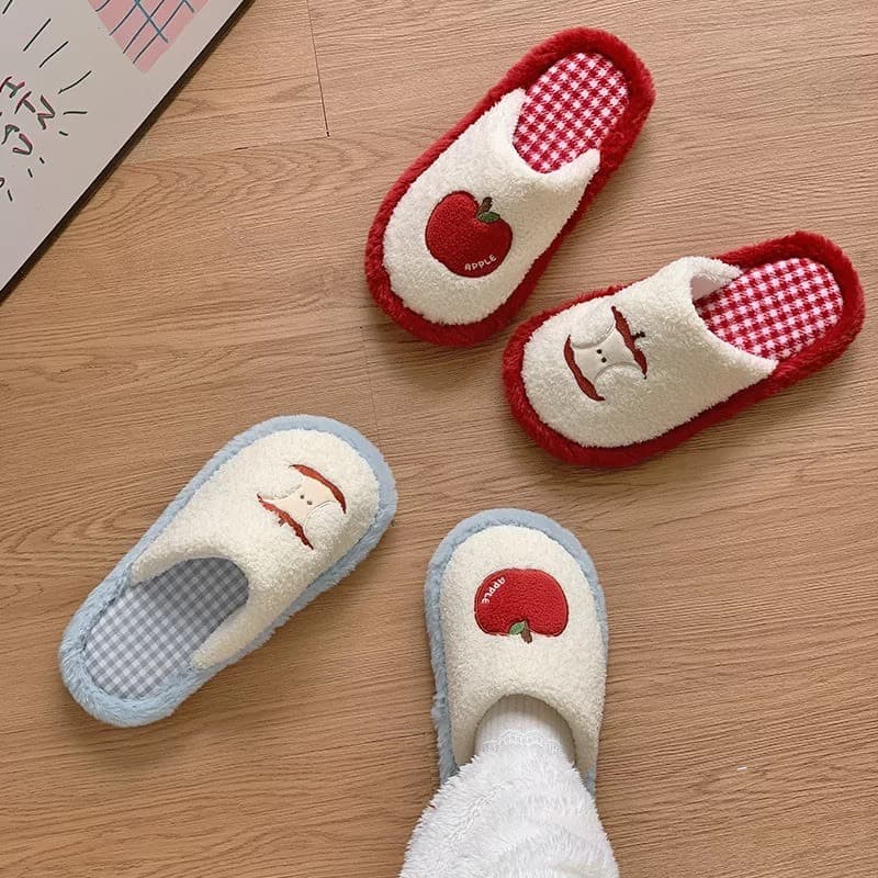 SHO-APPLEรองเท้าสลิปเปอร์ slipper ลายแอปเปิ้ล รองเท้าใส่ในบ้าน พื้นนิ่มมาก รองเท้าสไตล์เกาหลี รองเท้าสวม รูปที่ 9