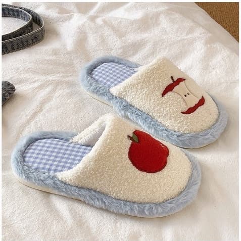 SHO-APPLEรองเท้าสลิปเปอร์ slipper ลายแอปเปิ้ล รองเท้าใส่ในบ้าน พื้นนิ่มมาก รองเท้าสไตล์เกาหลี รองเท้าสวม รูปที่ 4