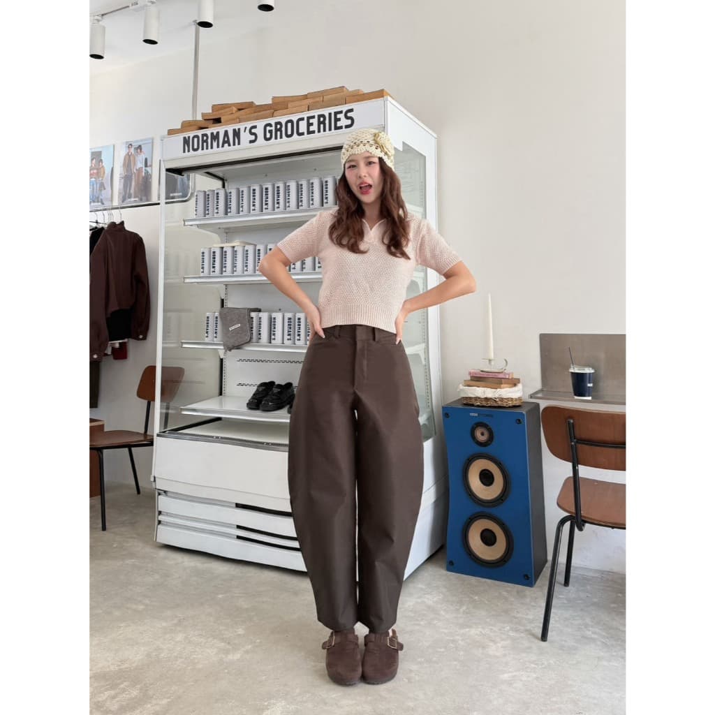 Barrell pants กางเกงบาเรลผ้าซูปเปอร์กึ่งยีนส์หนาอยู่ทรงสวย รูปที่ 3