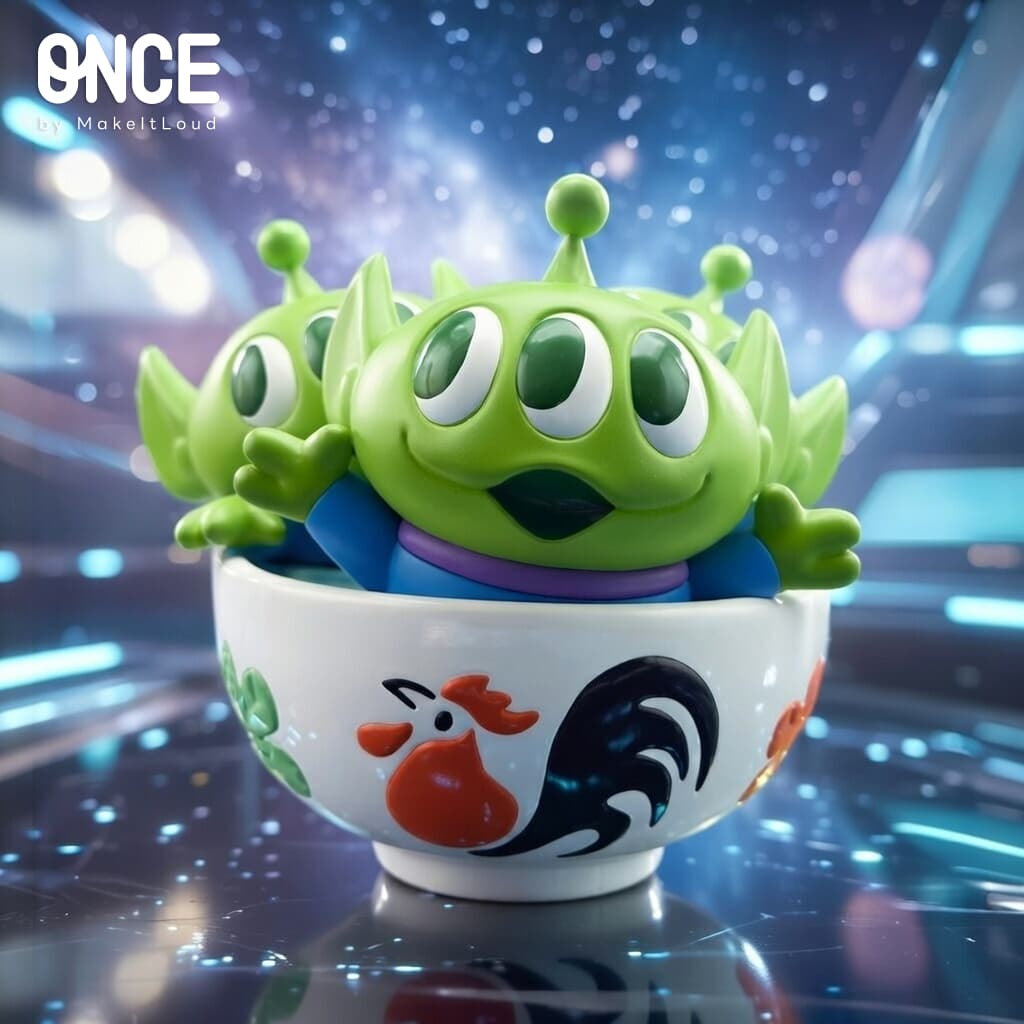 ONCE x ©Disney/Pixar Toy Story Aliens Collectible Figure Limited Edition Green Men ในชามตราไก่ ลิขสิทธิ์แท้ รูปที่ 2