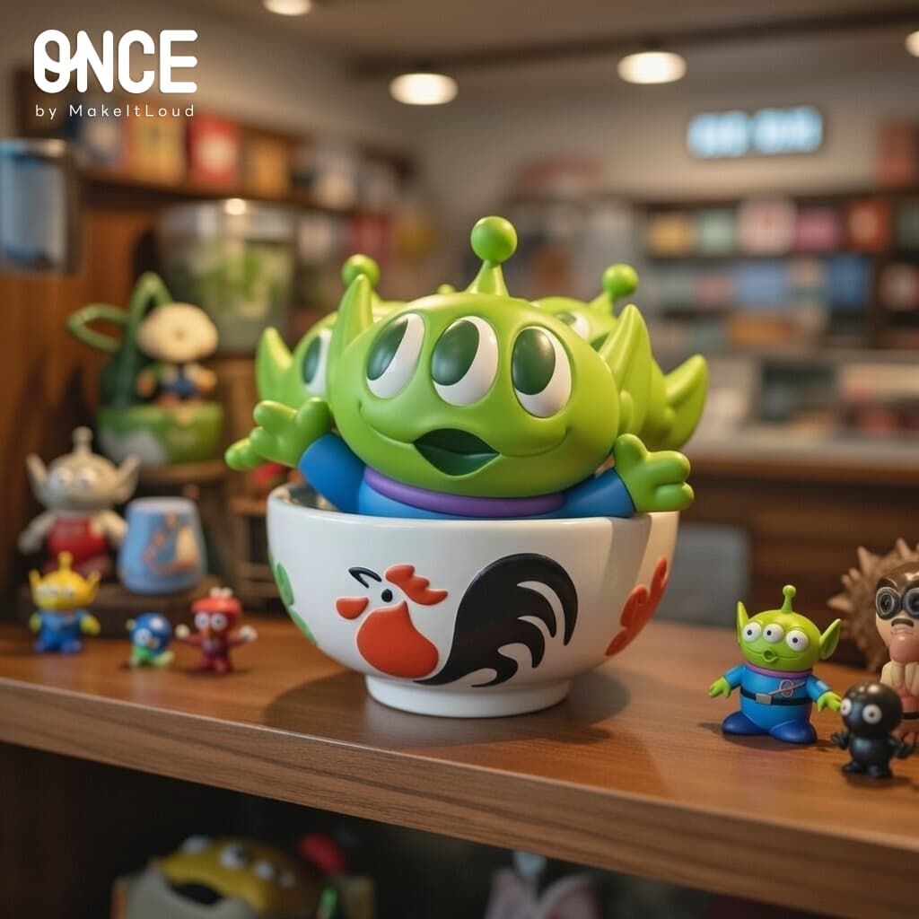 ONCE x ©Disney/Pixar Toy Story Aliens Collectible Figure Limited Edition Green Men ในชามตราไก่ ลิขสิทธิ์แท้ รูปที่ 3